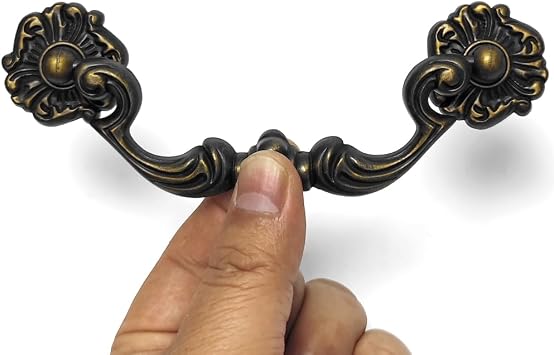 4-Pack 4.5 C-C Bail Drawer Pull Drop Dresser Pull Antique Brass Swing Drawer Handle Vintage Style 4 1/2 115 mm Centers (4,Antique Brass)