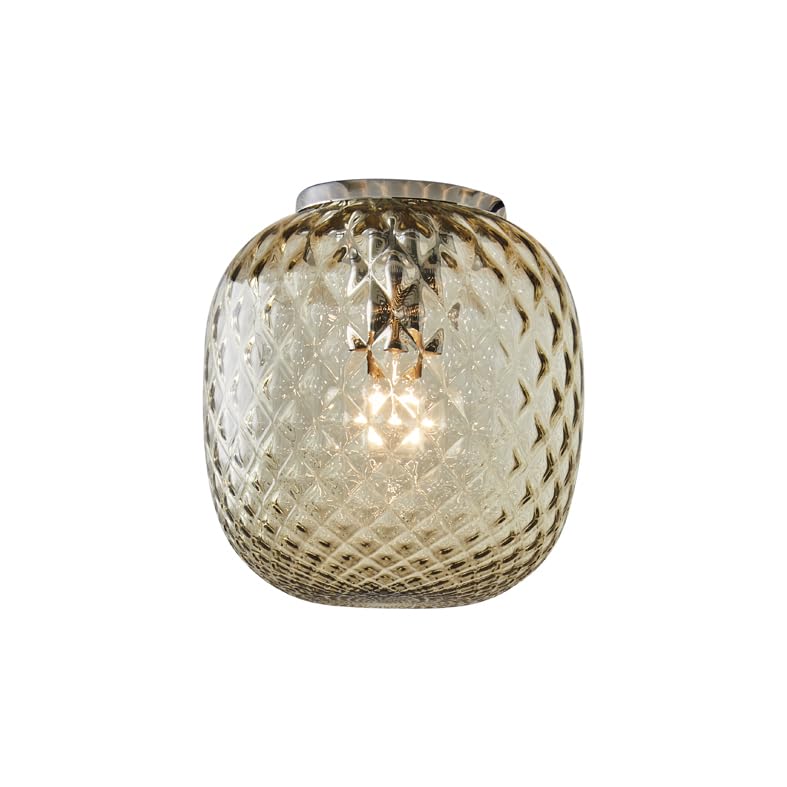 Plafonnier Oban chromé en verre soufflé bronze Rossini E27
