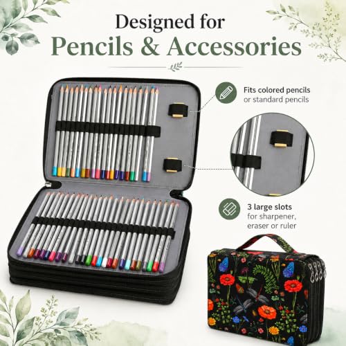 Image of 120 Slots Colored Pencil Case Organizer, 3 Layer Bag