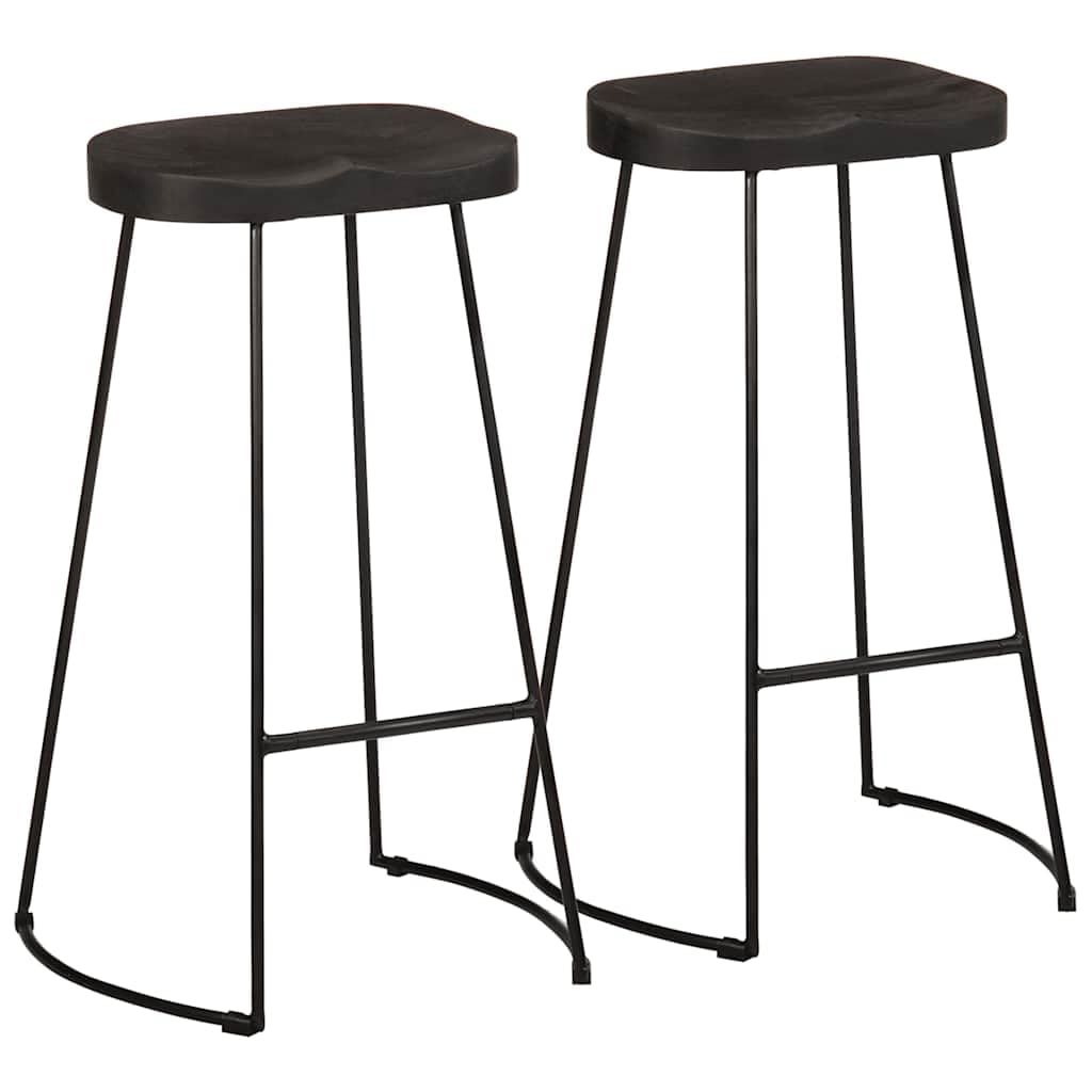 Taburete de Barra Alto Moderno con Estructura de Madera de Mango Sólida y Patas de Metal Resistente para Cocina, Bar o Restaurante | Reposapiés Integrado y Soporte Estable