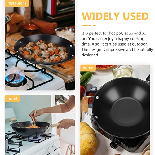Wok de acero inoxidable con mango de madera miniatura 2