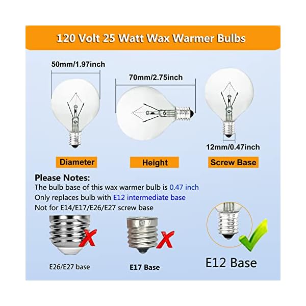 25 Watt Wax Warmer Bulbs,Bulb for Full Size Scentsy Warmer&Candle Wax Melt Warmer,E12 Base Scentsy Bulb,Warm White Wax Bulb,Dimmable ,Extra Long Life,Enough Hot Melt Wax,6 Pack – Bild 5