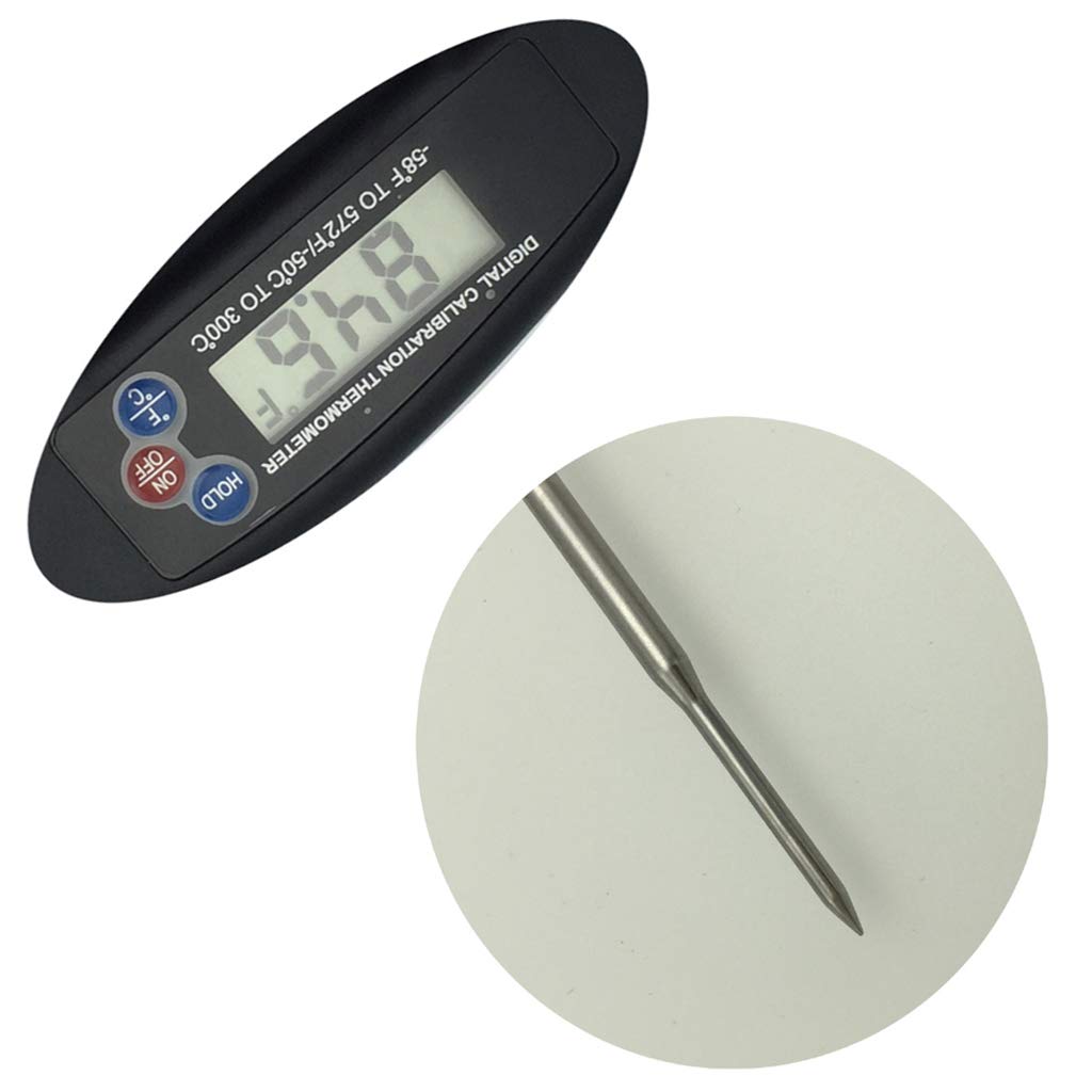 Thermomètre à Lecture instantanée, thermomètre numérique pour la Cuisson de la Viande/avec sonde Pliable, thermomètre à Viande pour Barbecue avec Aimant, Noir (Noir)