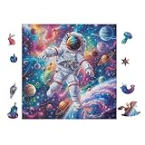 Astronauta en el Espacio Exterior Puzzle 100 Piezas Cartón con Papel Toda La Familia Tiempo Libre En Casa Más Vendido Regalo Original 28x28cm