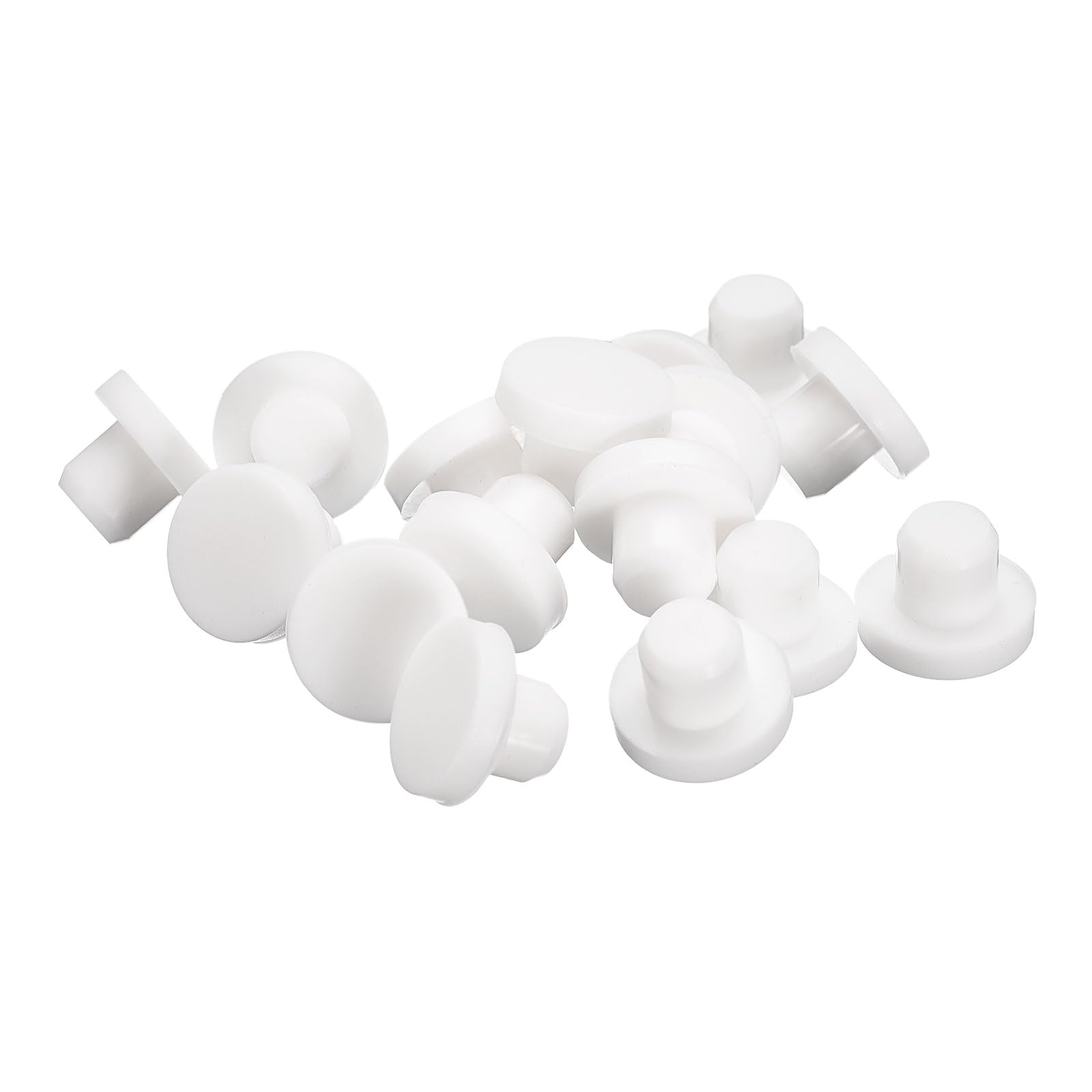 uxcell 16 Pieces White Rubber Stopper, 11mm Plug Holes for 10.5-10.8mm/0.41-0.42" Hole