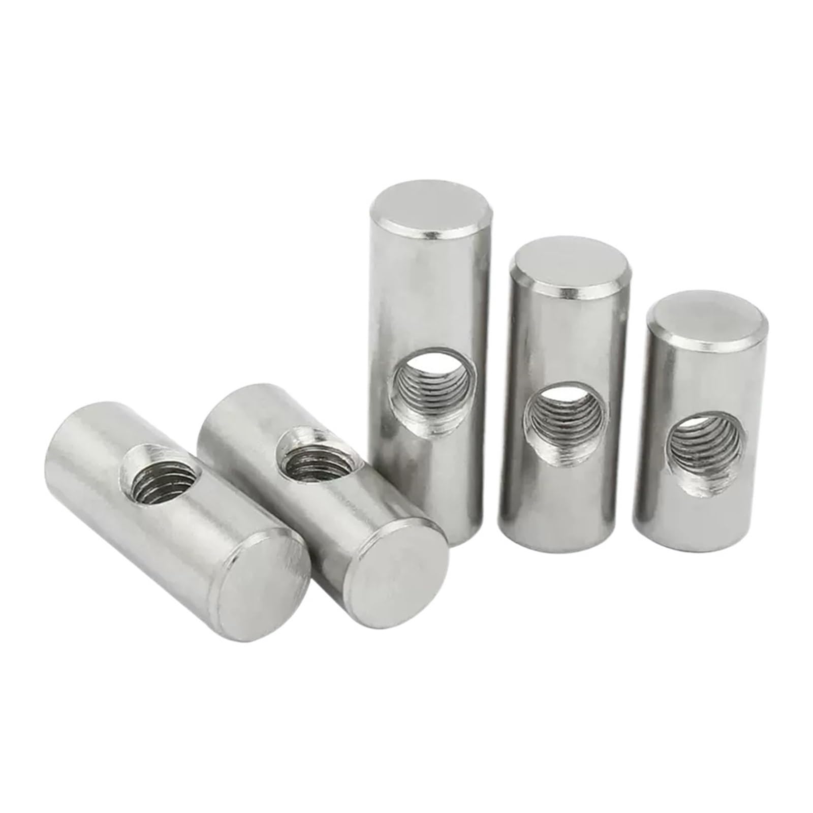PULaif Furniture Barrel Nut Dowel, 304 Stainless Steel Cross Hole Hammer Barrel Nut Bolts M4 M5 M6 For Wood Furniture(OD8 M5x30(3PCS))