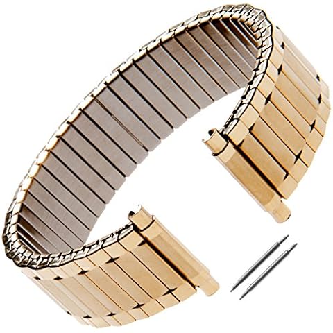 Gilden Unisex Expansion 17-26mm Custom Length Stainless Steel Watch Band 532 (Gold, Fits 17-22mm lugs, Custom length) Cover