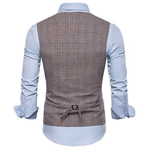 YOUTHUP Gilet Costume Homme Formel Classique Casual Gilets sans Manche Mariage Classique Slim Fit Gilet de Costume Café 9702 XL - Image 4