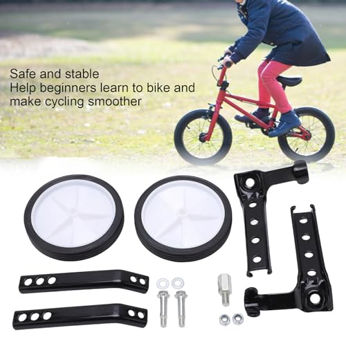 Ruedas de entrenamiento ajustables para bicicleta infantil, 1 par, soporte auxiliar para bicicletas de niños de 18 a 24 pulgadas (Negro) miniatura 2