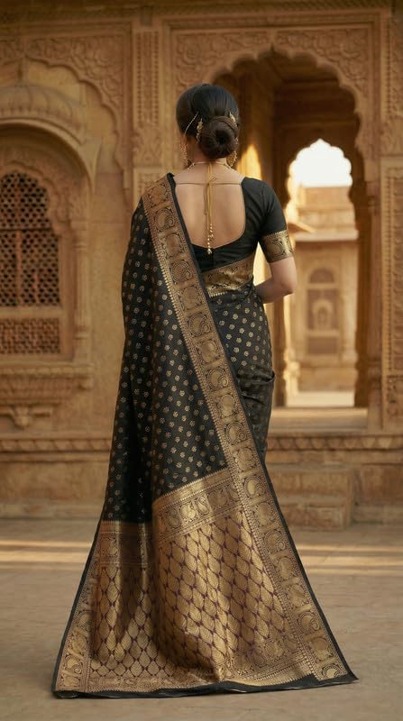 Image of C J Enterprise Women's Pure Soft Silk Saree With Blouse Piece For Wedding (Priya)