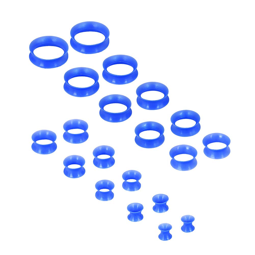2g-1" Silicone Plugs Kit Ear Skins Gauges Soft Ear Expander Tunnels Stretching Set 6-25MM