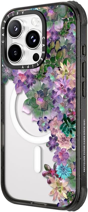 CASETiFY Ultra Impact iPhone 16 Pro Case [Strong Slim / 11.5ft 5X Militray Grade Drop Protection/Compatible with Magsafe] - My Succulent Garden - Clear Black - Image 3
