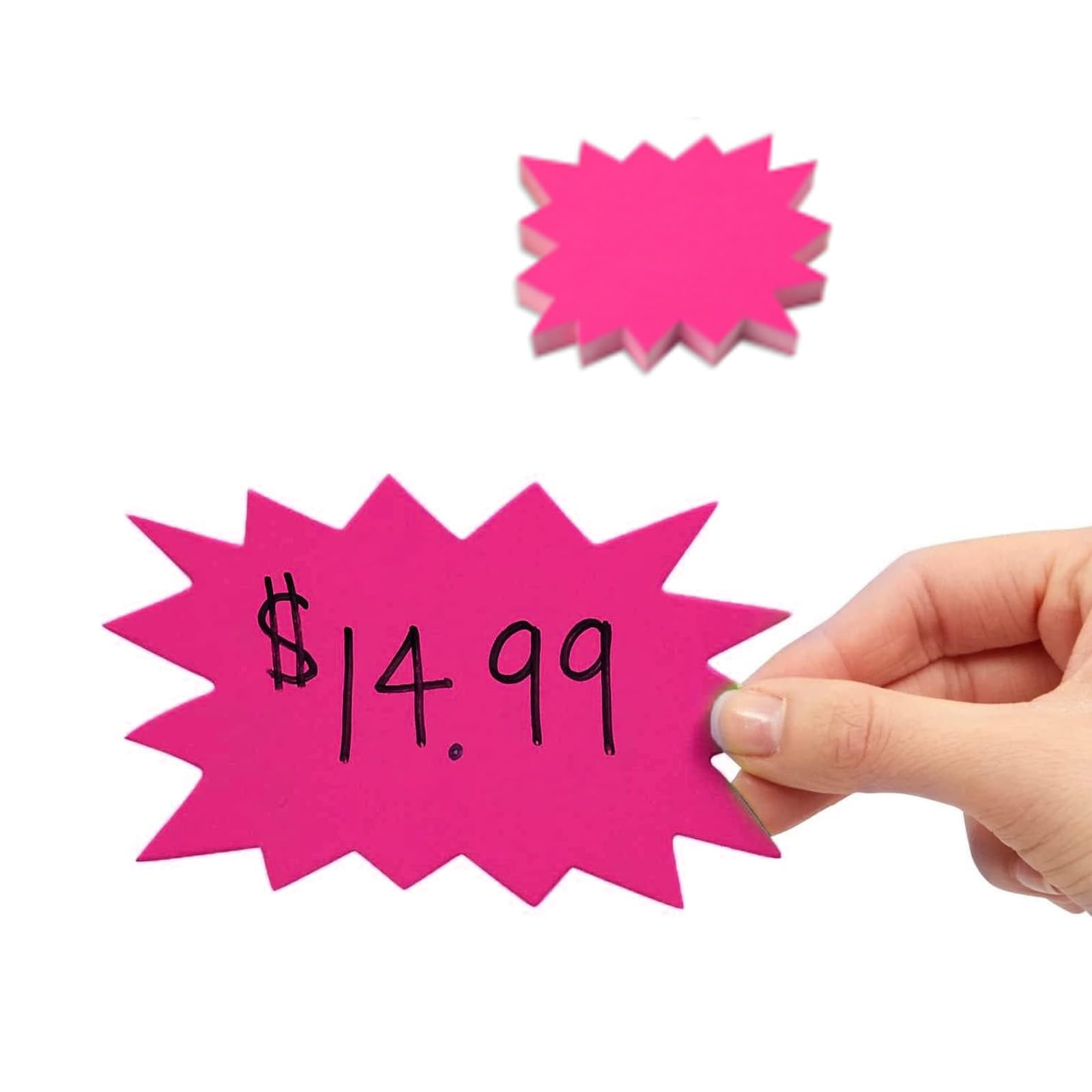 Lot de 300 panneaux fluorescents Starburst - Étiquettes de prix attrayantes pour les magasins de détail, les ventes de garage, les prix de magasin durables, 6 couleurs, 9 x 7 cm
