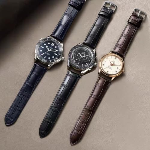 Image of Watch Bands Genuine Leather Embossed Alligator Grain Calfskin Replacement Strap for Women Men Bracelet Choose Color Width 16mm 17mm 18mm 19mm 20mm 21mm 22mm 22mm 24mm