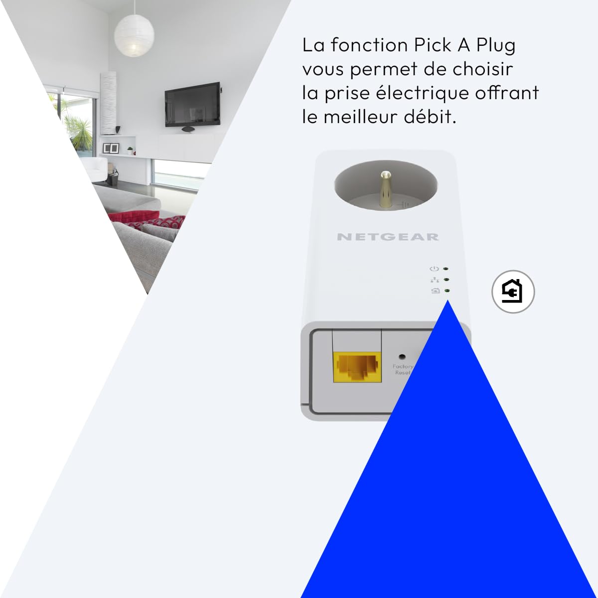 NETGEAR PLP1000-100FRS Pack de 2 prises CPL 1000 Mbps avec Prise filtrée 1 Port Ethernet