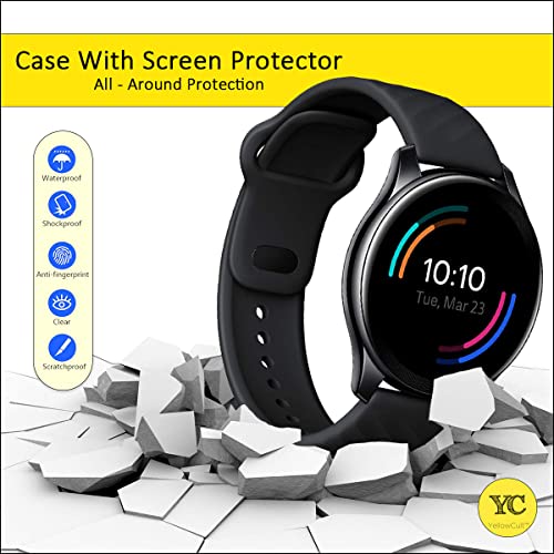 Image of YellowCult Engineered Soft TPU Cover Case for OnePlus Smart Watch (Body & Glass Protection|Flexible|Silicone|Moon Black) - Case Only