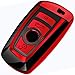 Uxinuo for BMW Key Fob Cover Case for BMW 1 3 4 5 6 7 Series and Compatible with BMW X3 X4 M2 M3 M4 M5 M6 Keyless Smart Remote, Red