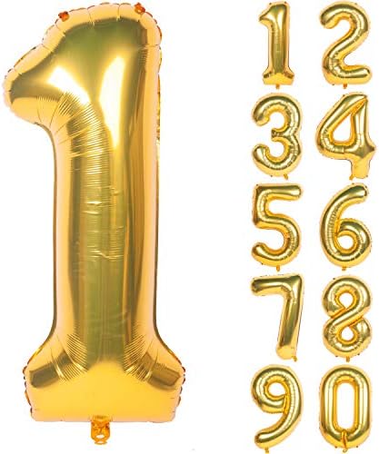 40 Inch Gold Digit Helium Foil Birthday Party Balloons (Gold 1)