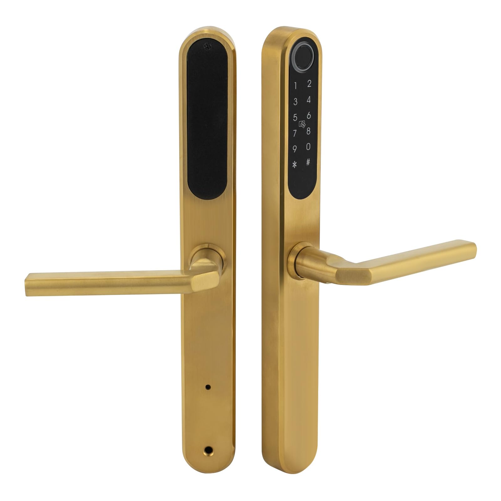 Gold Fingerabdruck-Türschloss, Intelligentes Türschloss mit Griff Digitales Türschloss, für Häuser Wohnungen Hotels Büros 4 * 33cm