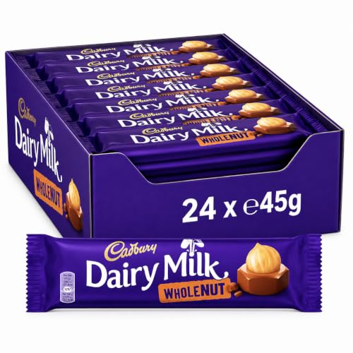 Cadbury Dairy Milk Chocolate Whole Nut Single Bar (Pack of 24)