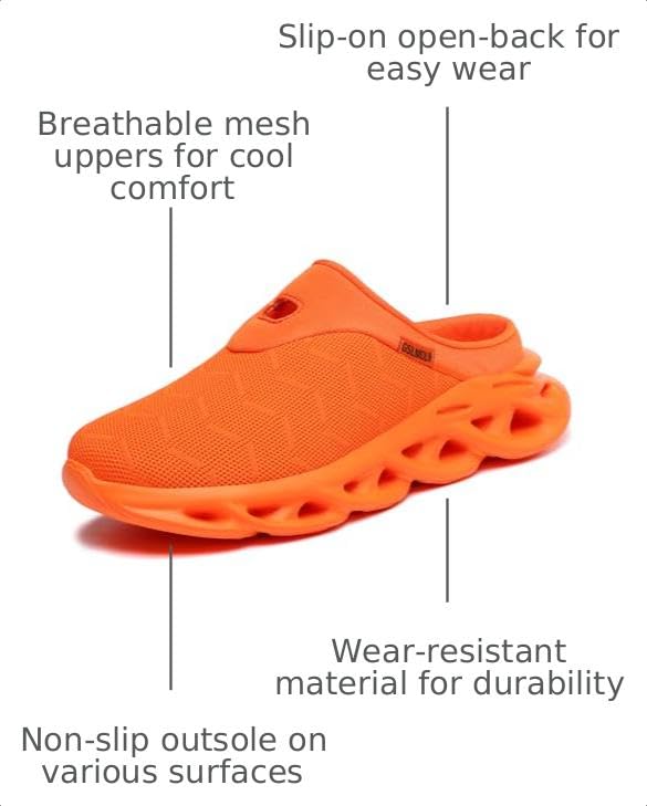 Image of Jakcuz Men Slip On Mules Knit | Lightweight Open Back Sneakers Breathable Walking Shoes