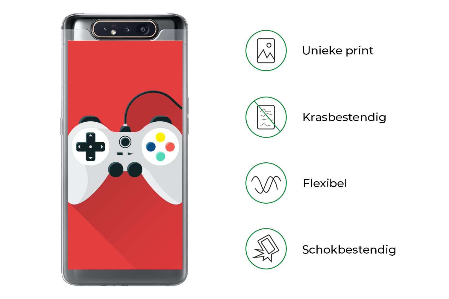 MuchoWow Funda para Samsung Galaxy A80 - Mando - Gaming - Rojo - Funda de Silicona/Funda Blanda para teléfono móvil