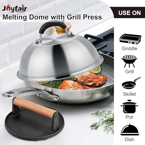 Kit para parrilla Joyfair 9” con prensa y cubierta de acero inoxidable miniatura 7