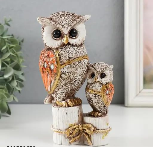 Vikarafty Owl On Stump Sculpture, Vintage Tabletop Crafts Figurines Table Desk Ornament, Owl Family Sculpture Owls Statue Gifts House, Tabletop Shelf Decor, Outdoor Garden Yard Statue Decoration-image-31