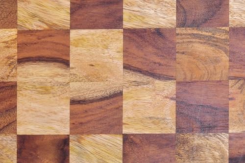 Image of Acacia & Mango Wood End Grain Chopping Board 40x30x2.5 cm | Butcher Block | Reversible Cutting & Serving Platter | Chess Board Design