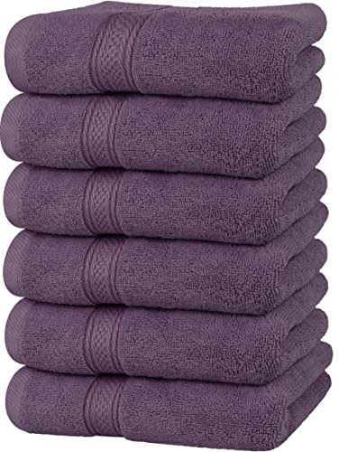 Utopia Towels - Toallas de Mano Grandes de algodón multipropósito para baño, Manos, Cara, Gimnasio y SPA - Dimensiones 41 cm x 71 cm - Paquete de 6 (Ciruela)