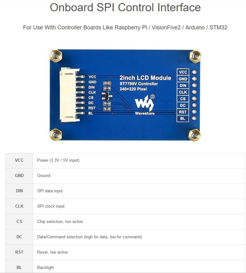 Image of 2inch LCD Display Module Compatible with Raspberry Pi 5 /4B /3B /Pi3B / Pi Zero 2W /Zero W /Pi Zero 2W / Zero 2WH, IPS Screen 240x320 Resolution, 262K Display Color,ST7789VW Driver Chip SPI Interface