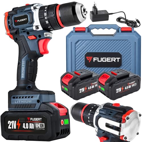 FUGERT Akku Schlagbohrschrauber 21V Bürstenlos 80Nm 2x 4000 mAh Akkus