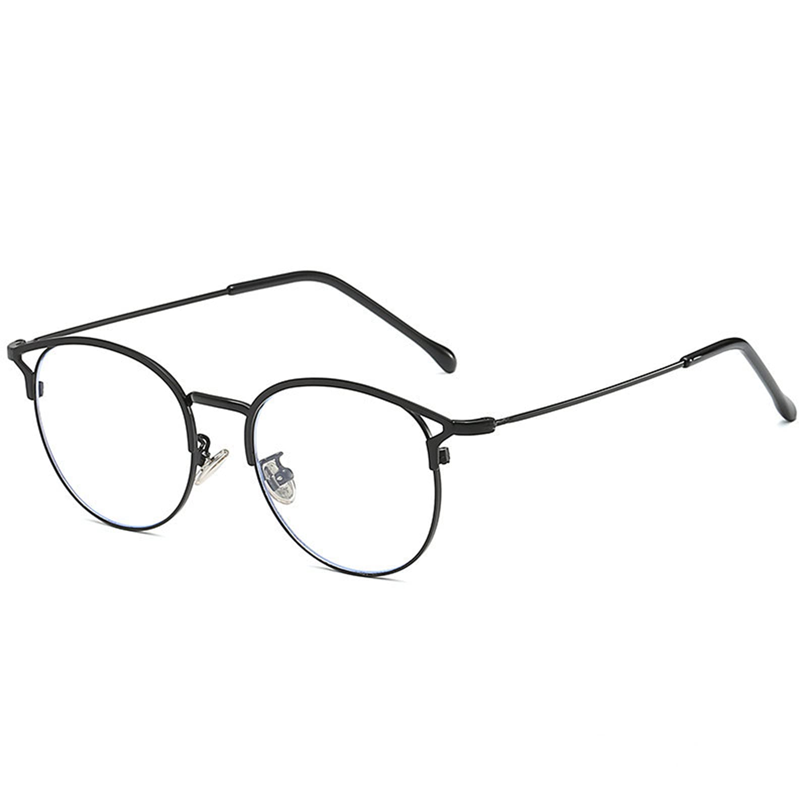 Kocie Okulary Do Czytania Blokujące Niebieskie Światło, Damskie Modne Okulary Do Czytania Z Metalową Okrągłą Oprawką/Black/3