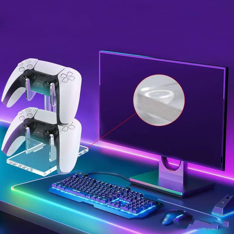 Game Controller Holder 2 Tiers - Universal Dual Controller & Headphone Stand, Acrylic Clear Display Stand Compatible with Nintendo Switch, Xbox, PS5, PS4 - Desk Mounts - Image 7