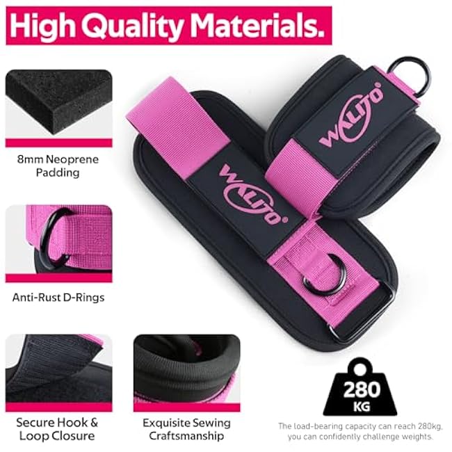 WALITO Ankle Resistance Bands with Cuffs, Exercise Bands for Legs and Butt, Booty Workout Equipment for Kickbacks and Hip Fitness Training