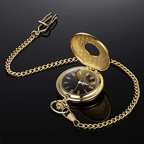 Hicarer-Vintage-Taschenuhr-Stahl-Herrenuhr-mit-Kette