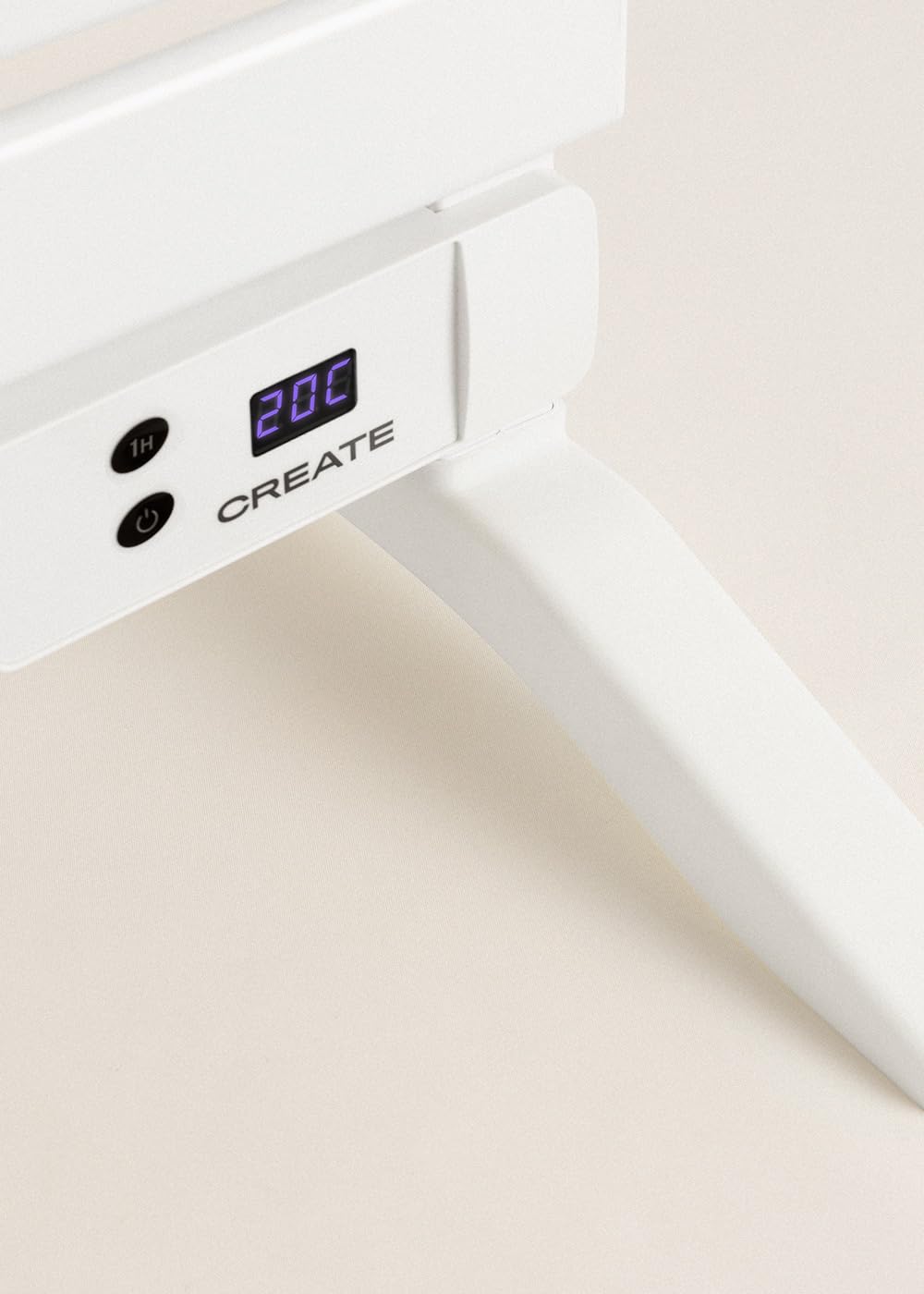 CREATE / Warm Towel 500 W/Portasciugamani Elettrico Bianco con Gambe con ripiano 1 asta/103 x 55 cm/per Pavimento o Parete, Timer, Schermo LCD, Basso consumo
