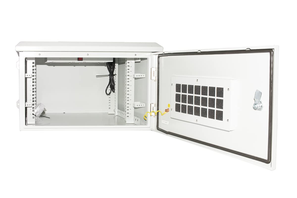 Link LK190645IP Armadio Rack 19 Pollici 6U Per Reti Da Esterno Classe Protezione Ip55 Con Ventole Filtrate, Grigio Chiaro, 600 x 450 x 333 mm