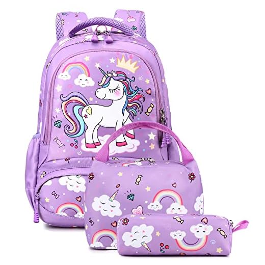 Kimwadalh Mochilas Niña para Primaria Mochilas Infantiles Unicornio Mochila Escolar Mochilas Chica Bolsa Escolar Unicornio Girls Backpack Set Travel Daypack