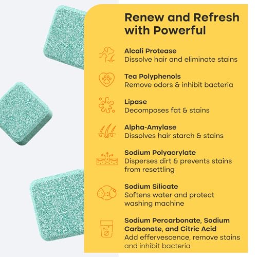 washing machine cleaner tablets - 24 pack for a 12 month supply formulated for pet owners compatible with he top amp front load easily removes residue grime value brand by uproot clean