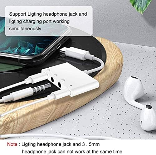 Headphone Jack Adapter for iPhone, Aux Audio Earphone Splitter 2 Way for iPhone/Pad, 4 in 1 Lighting to 3.5mm Headphone Jack Splitter and Charger Port