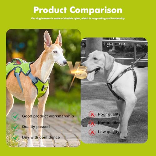 Arnés de seguridad para perros, arnés de pánico para perros, material de nailon de alta calidad, antitirones, arnés ajustable para perros, arnés de seguridad para paseos y actividades (verde, M) - imagen 3