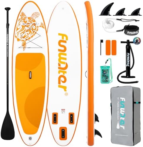 FunWater 11'/10'6" Inflatable Stand Up Paddle Board with Premium SUP Paddleboard Accessories, Wide Stable Anti-Slip EVA Deck,Paddle Boards for Adults & Youth of All Skill Levels