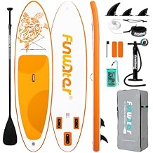 FunWater 10'633"6" Inflatable Stand Up Paddle Board with Premium SUP Paddleboard Accessories,Adults & Youth for All Skill Levels, Included with Board, Paddle, Pump, Three Fins, BackpackYellow