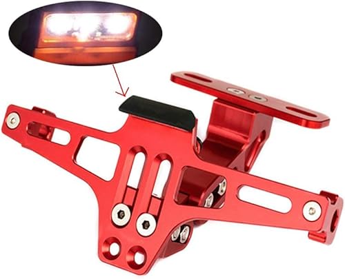 Miniatura 7 de Eliminador de guardabarros de motocicleta Soporte de matrícula Soporte trasero con luz LED para Kawasaki Yamaha Suzuki Ducati (negro)