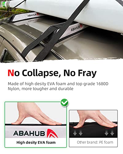 Abahub Soft Roof Rack Pads For Surfboard, Sup, Kayak, Canoe, Heavy Duty Universal Car Roof Racks System For Padle Boards, With 2 Tie Down Straps, 2 Tie Down Ropes, 2 Hood Loops And Storage Bag #TOP2