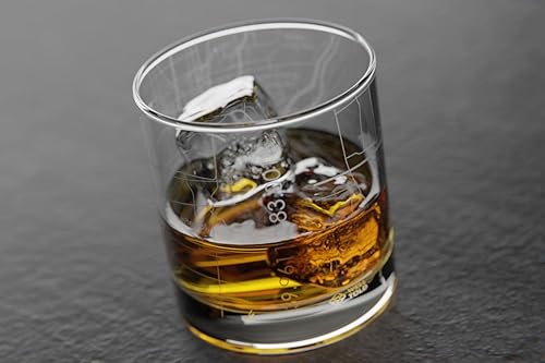 Vista 148 de Well Told Vaso grabado de Washington DC Map Rocks, vidrio de whisky antiguo (11 onzas, transparente), regalo para los amantes del whisky 147-Claro