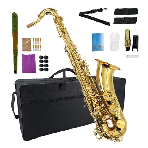 YoungMonic Tenor Saxophone B Flat Tenor Sax Bb Tenor Saxophone for Beginners Students with Mouthpiece Reeds Cleaning Cloth Carrying Case