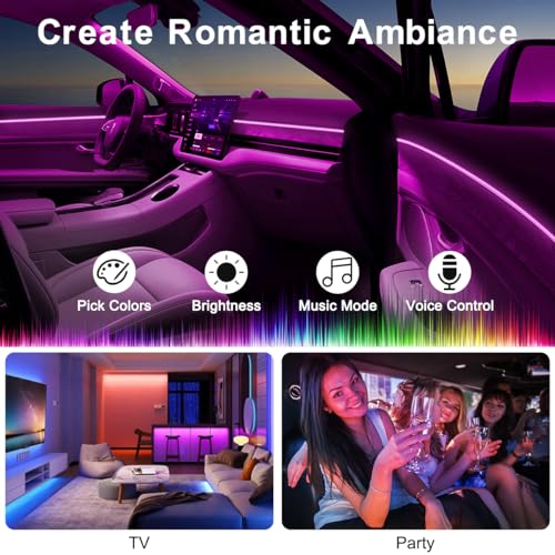 Qvevdacar FIBER OPTIC LIGHT-01 Interior Car Led Strip Lights App Control thumb #3