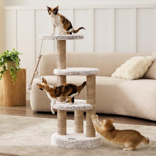 Torre para Gatos Multi-niveles con Rascador y Juguete Beige miniatura 5